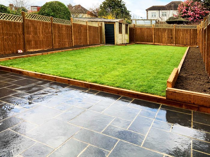 Limestone Patio, Landscaping - Winchmore Hill, London - 01