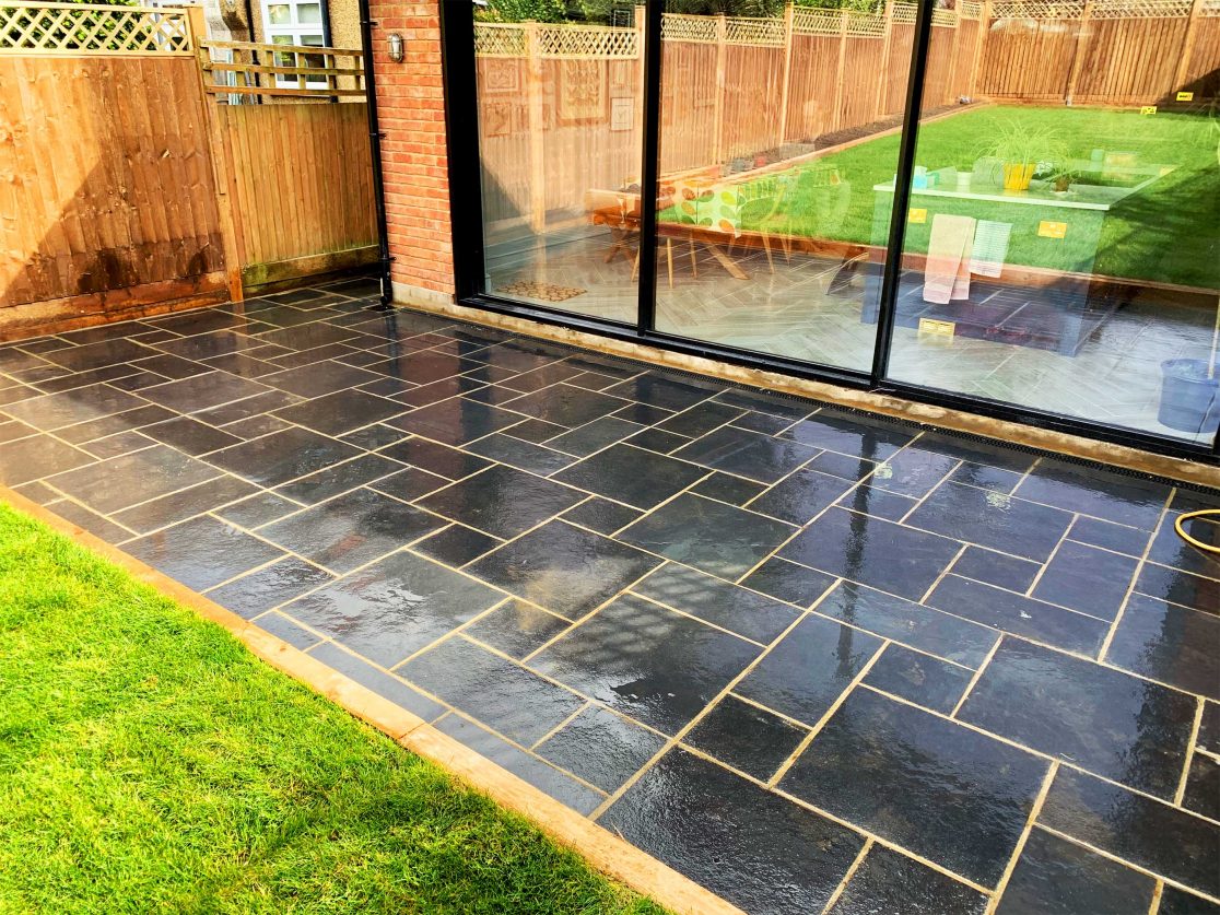 Limestone Patio, Landscaping - Winchmore Hill, London - 02