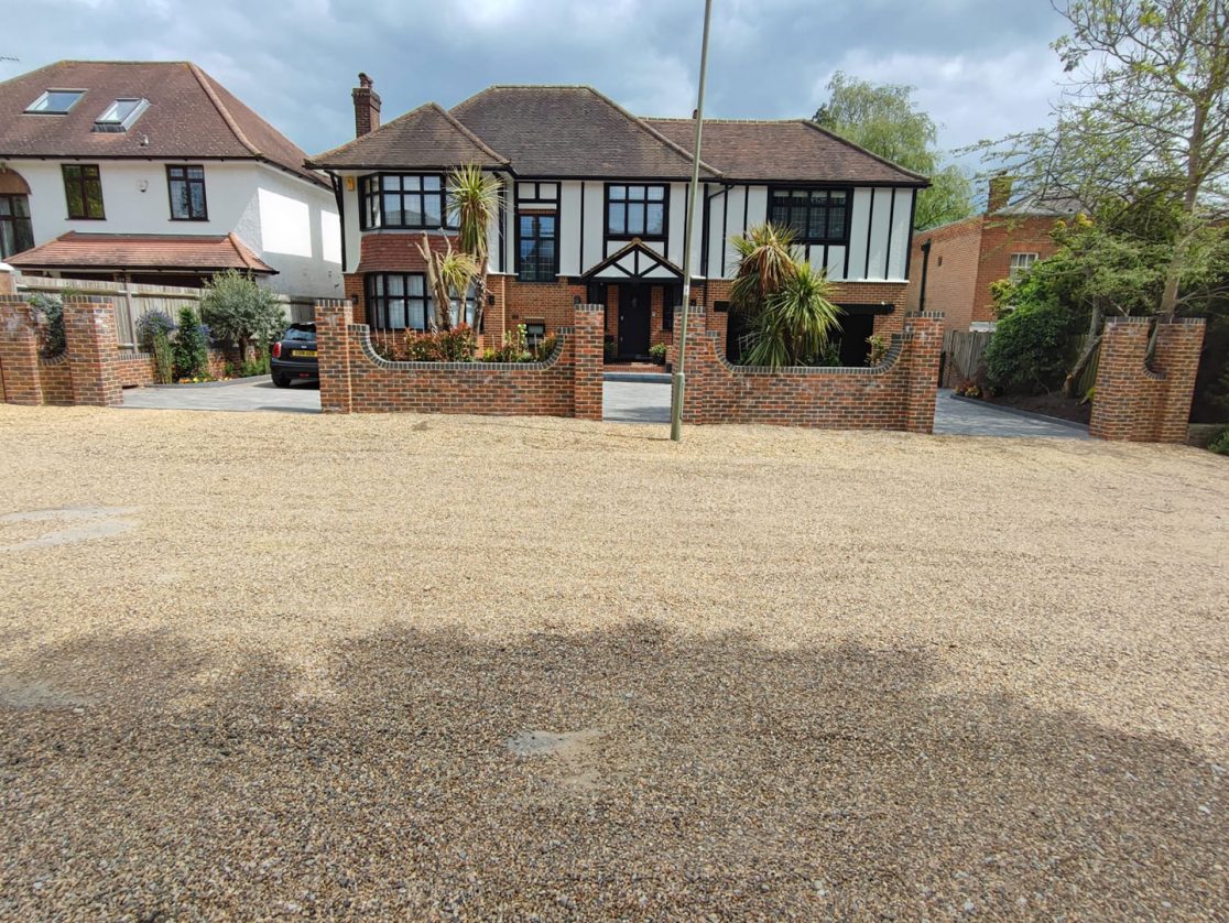 Block paving driveway and brick walls Arkley, North London