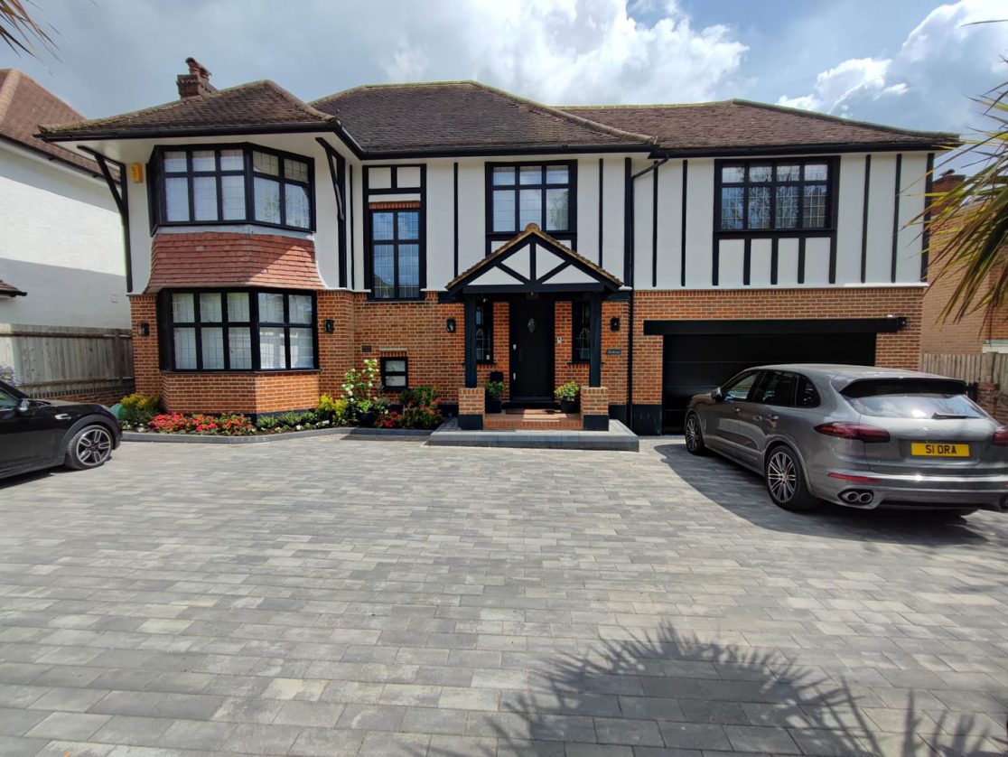 Block paving driveway and brick walls Arkley, North London