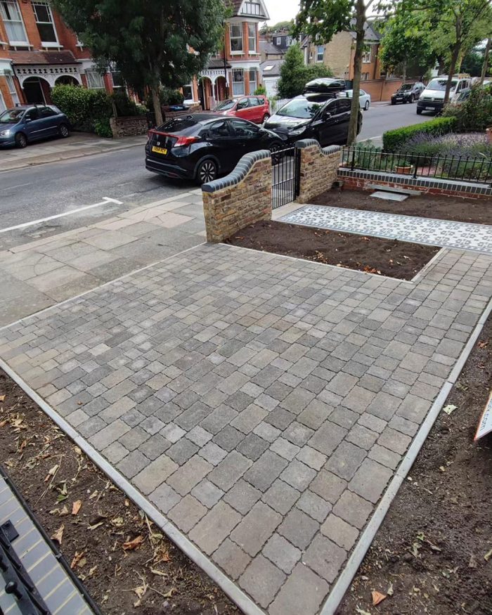 Block paving driveway and brick walls Arkley, North London