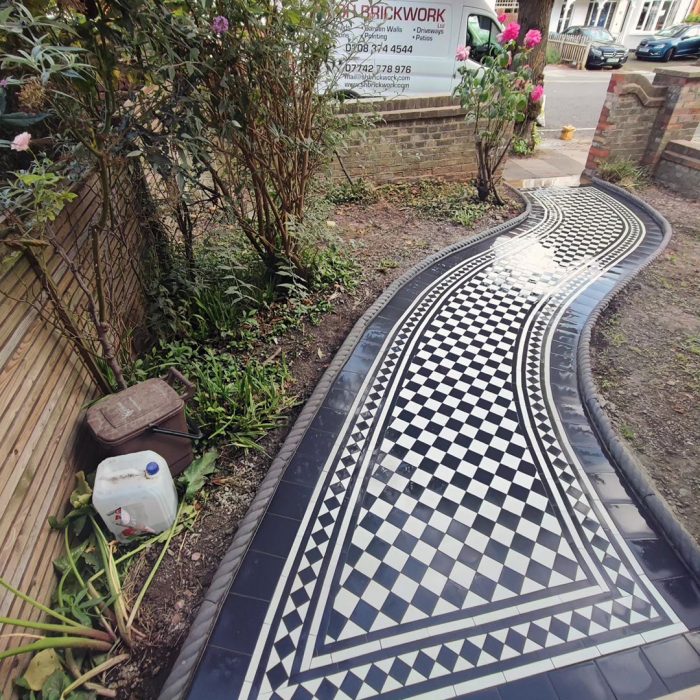 Victorian, mosaic tiled pathway Palmers Green, North London