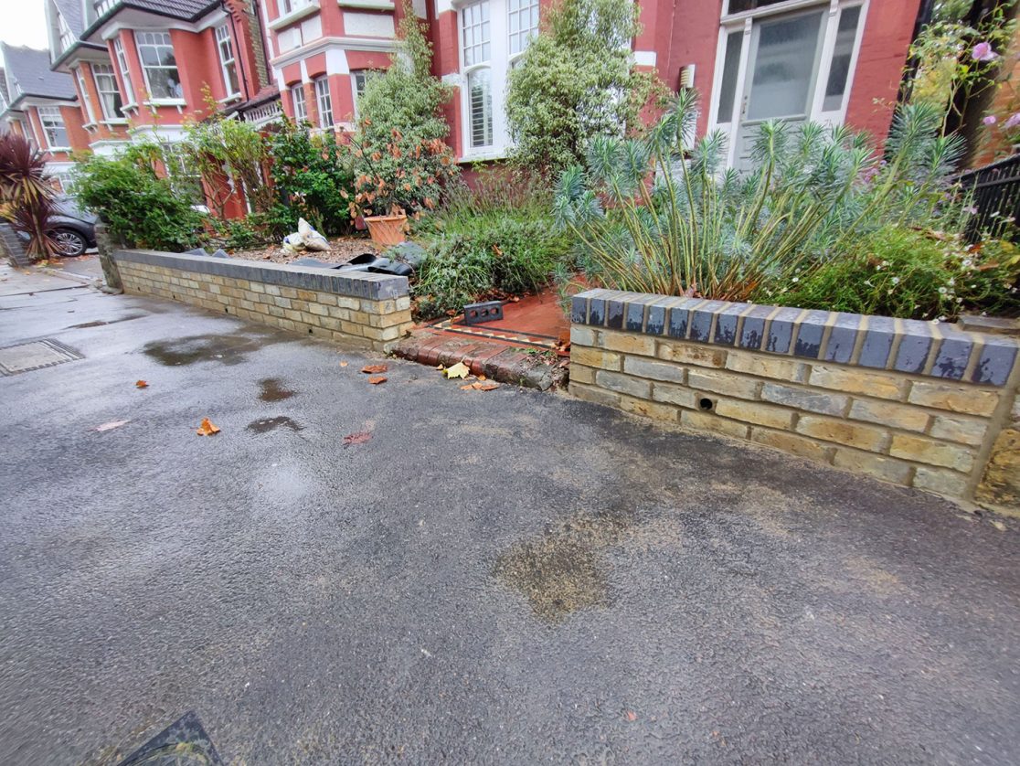 Front garden brick wall Southgate, North London