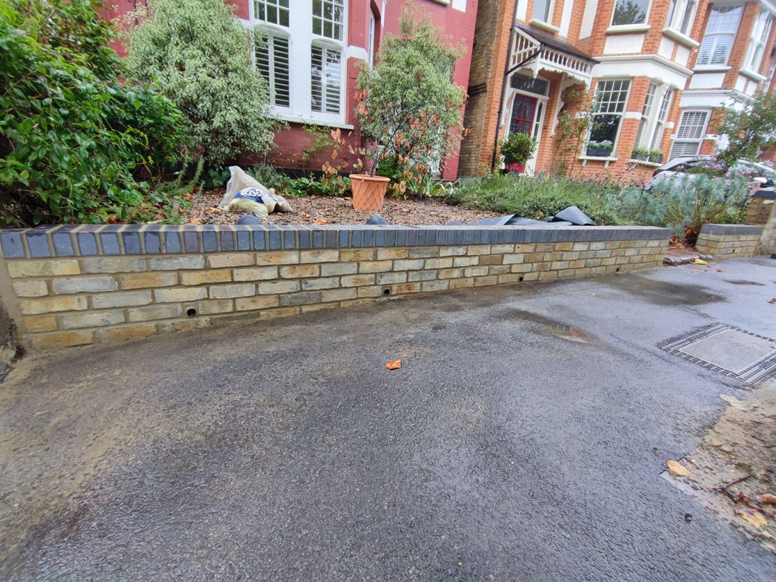Front garden brick wall Southgate, North London
