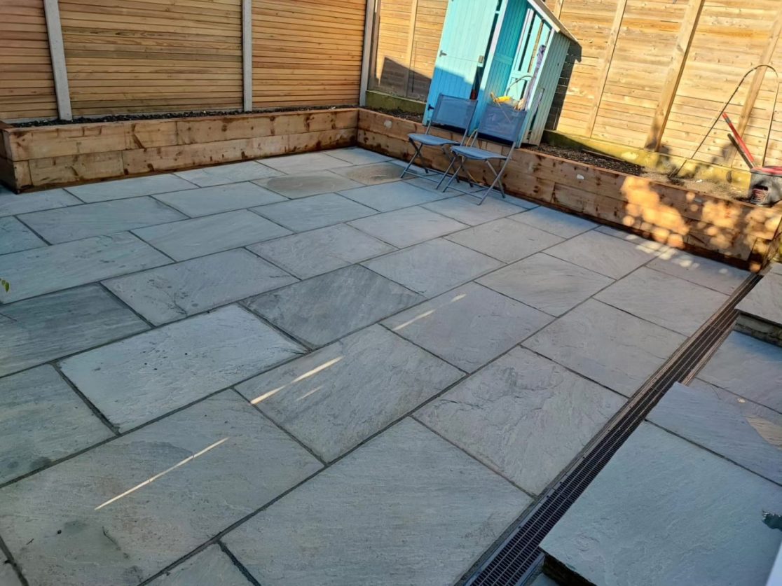 Indian Sandstone patio and fences Enfield, North London