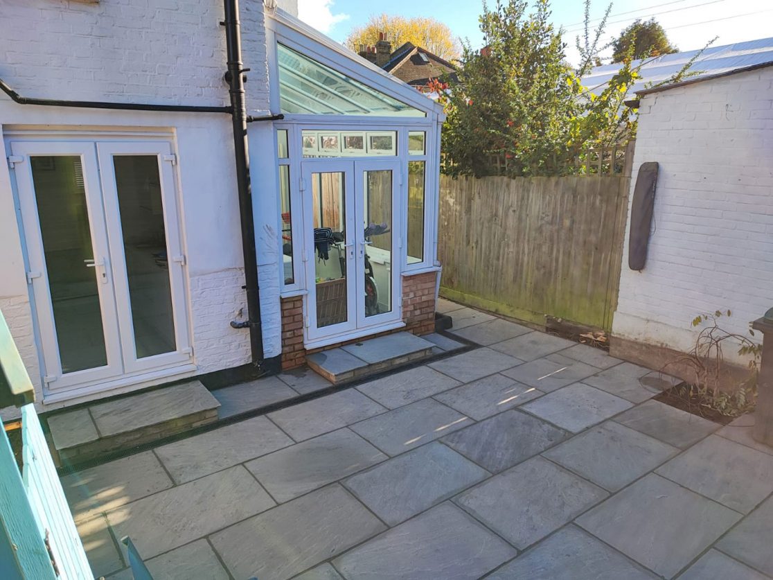 Indian Sandstone patio and fences Enfield, North London