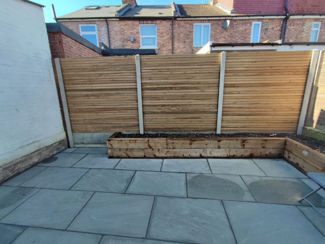 Indian Sandstone patio and fences Enfield, North London