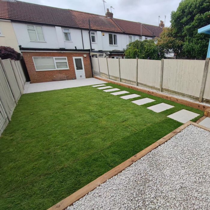 Porcelain tiled patio, turfing Essex
