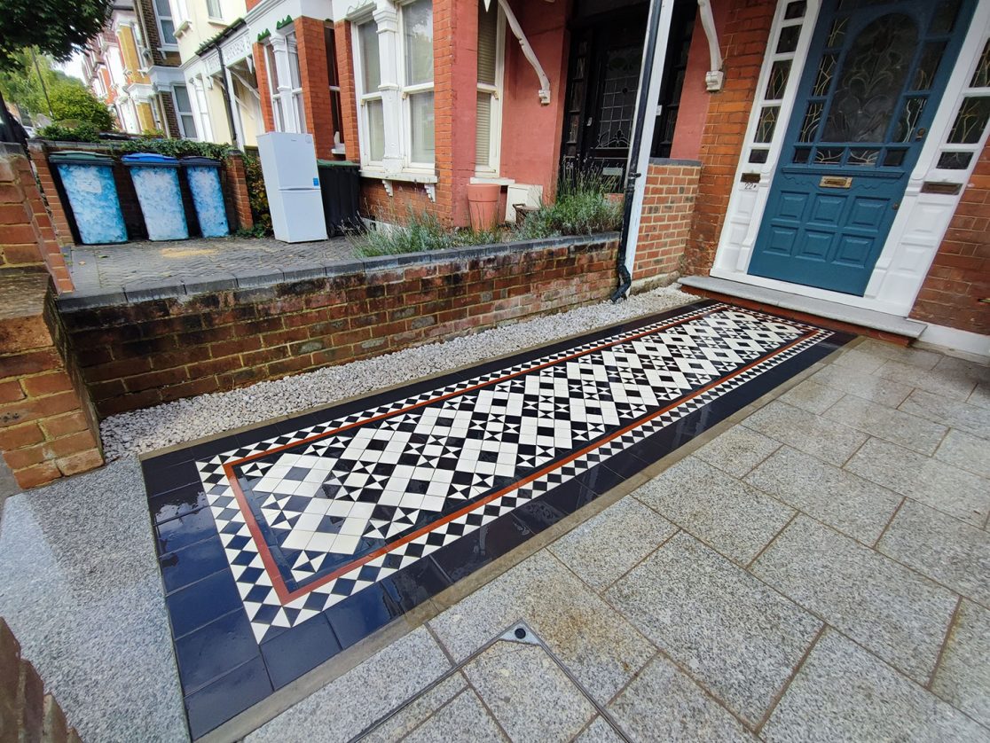 Victorian, mosaic tiled pathway Palmers Green, North London