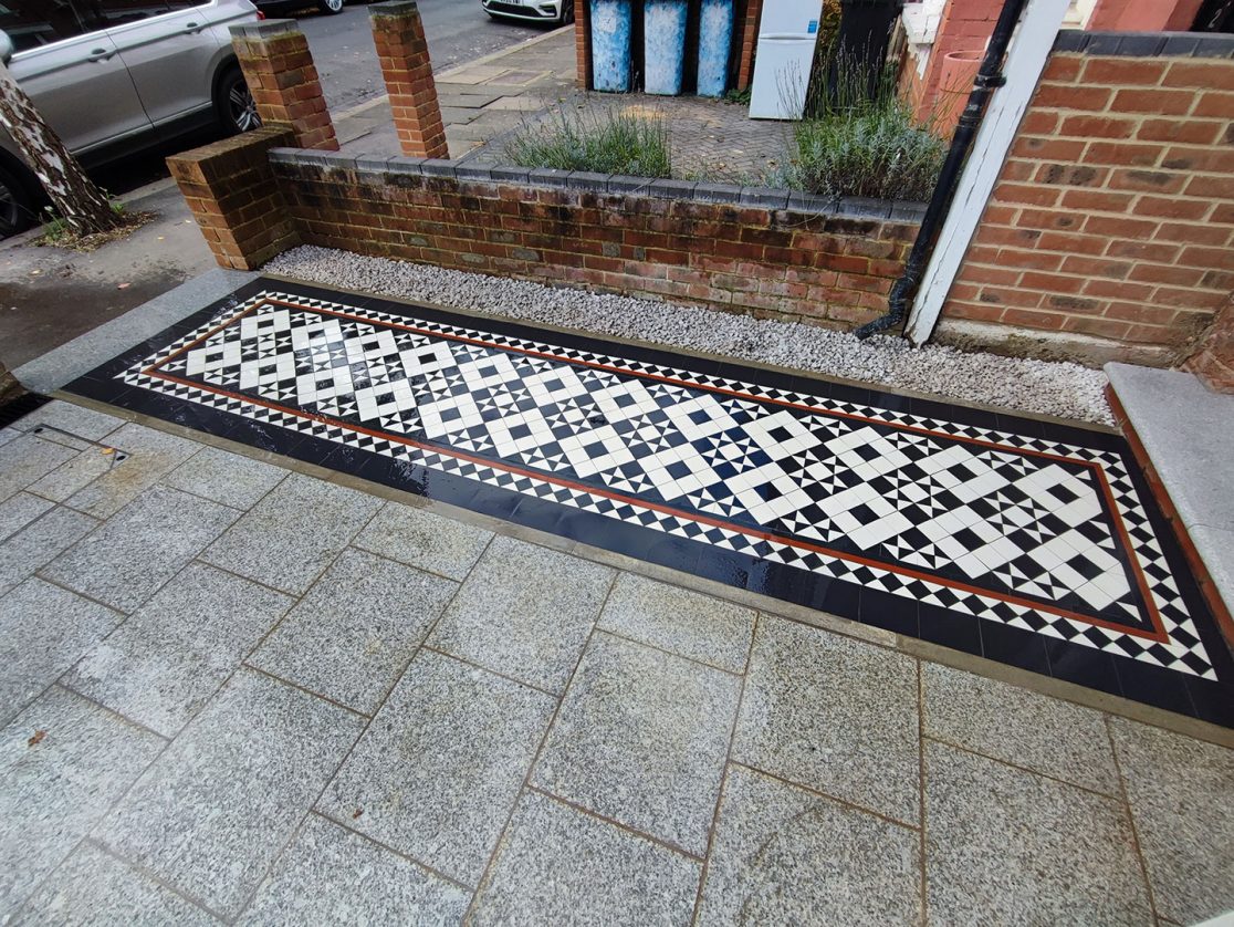 Victorian, mosaic tiled pathway Palmers Green, North London