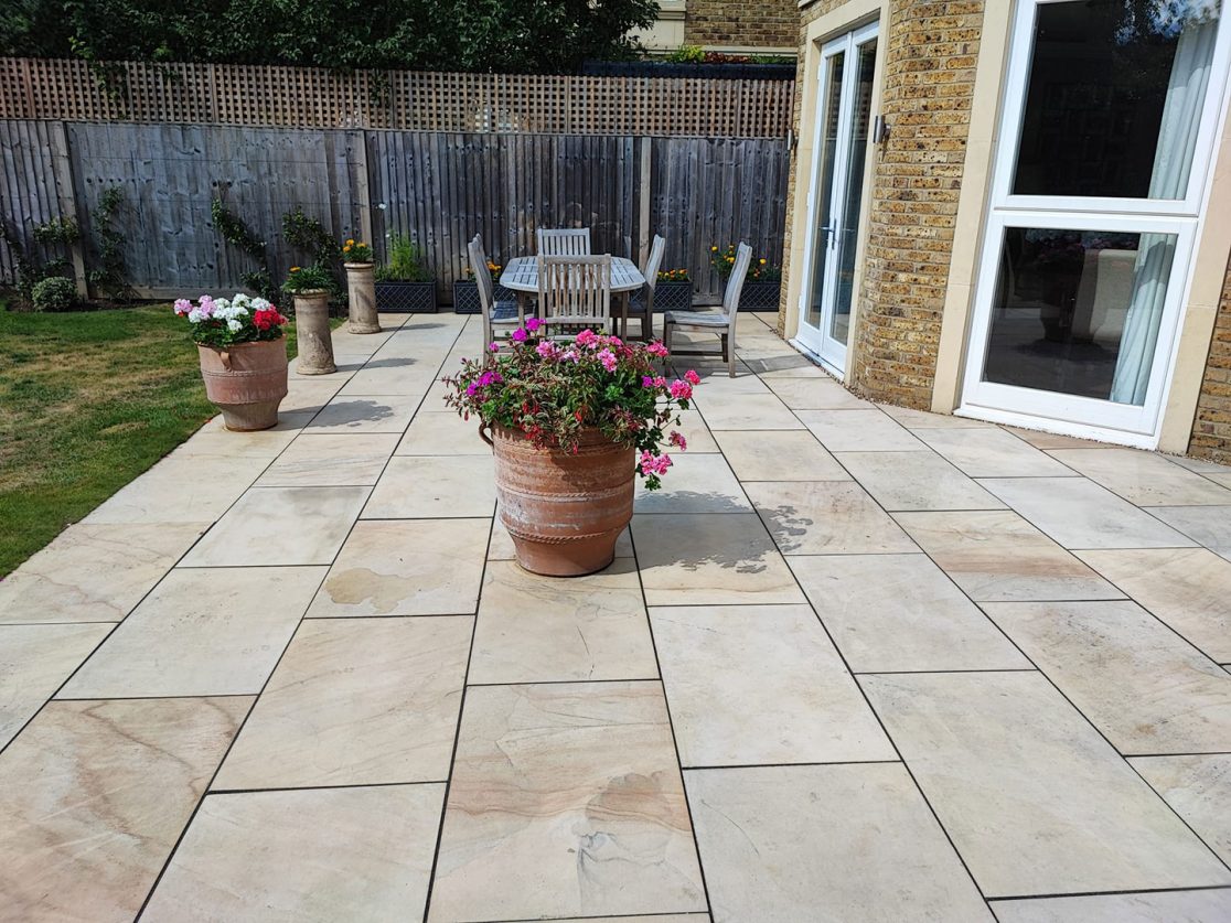Yorkstone patio Hadley Wood, North London