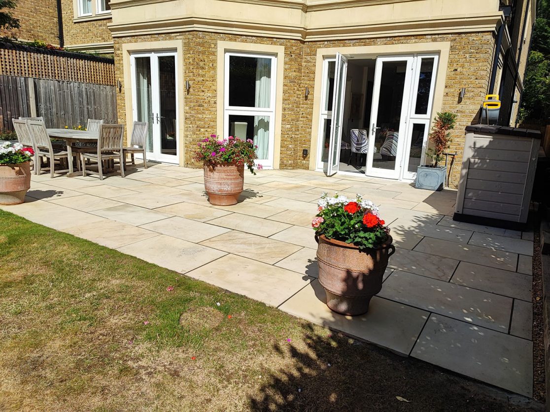Yorkstone patio Hadley Wood, North London